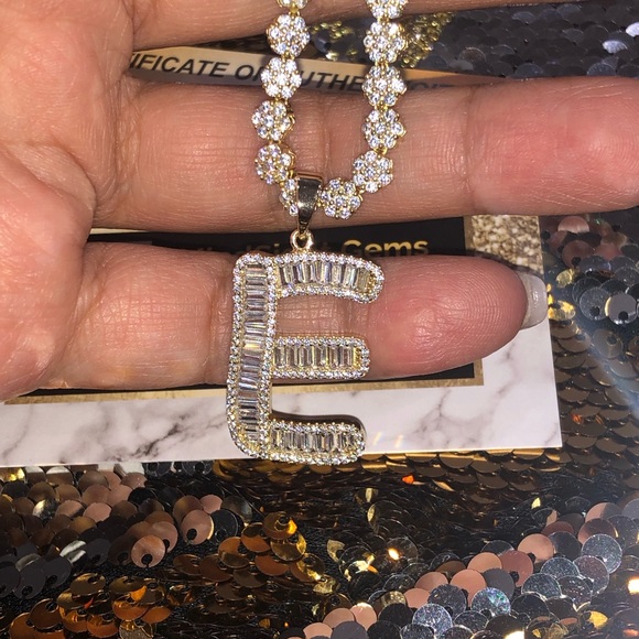 10k gold vermeil custom made chain for men, VVS clarity genuine Swarovski gems - Picture 7 of 10